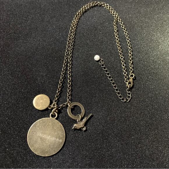 PENDANT NECKLACE “Redeemed” Floral Medallion, 3D Bird, R Charm Bronze Religious - Picture 11 of 12